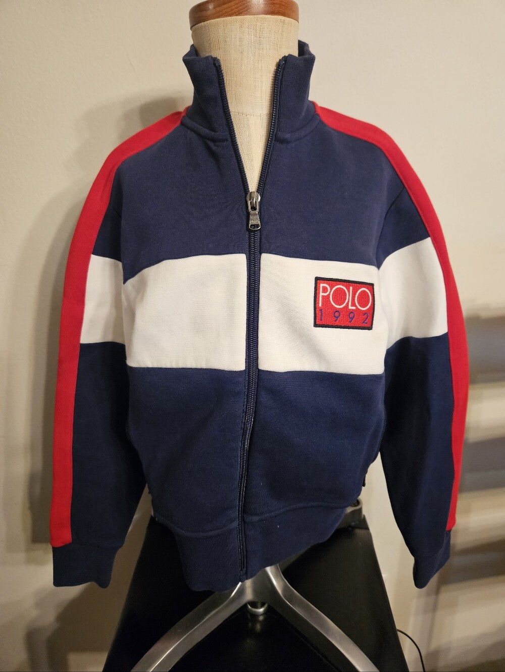 Boys POLO 1992 Navy, White & Red Zip-Up Sweatshirt
